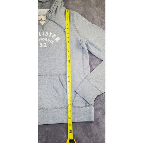 HOLLISTER WOMEN'S SZ L HOODED LOGO SWEATSHIRT HOODIE HEATHER GRAY CA17-54 - Picture 2 of 8